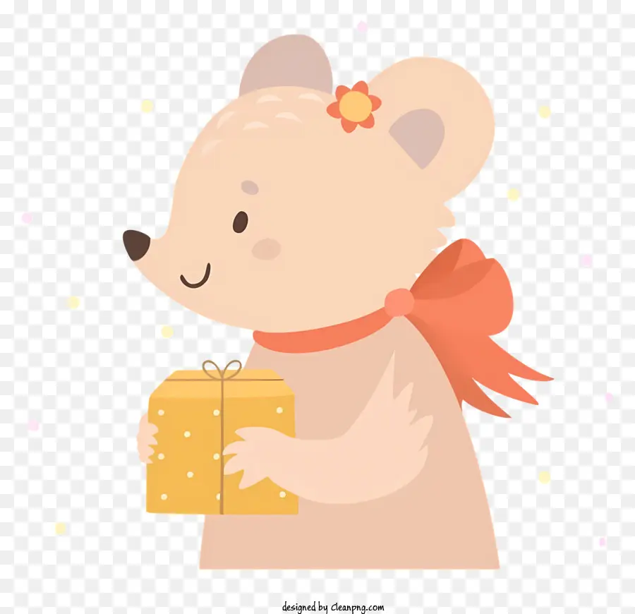 Geschenkbox - Süße Maus mit Geschenkbox im sternenklaren Hintergrund