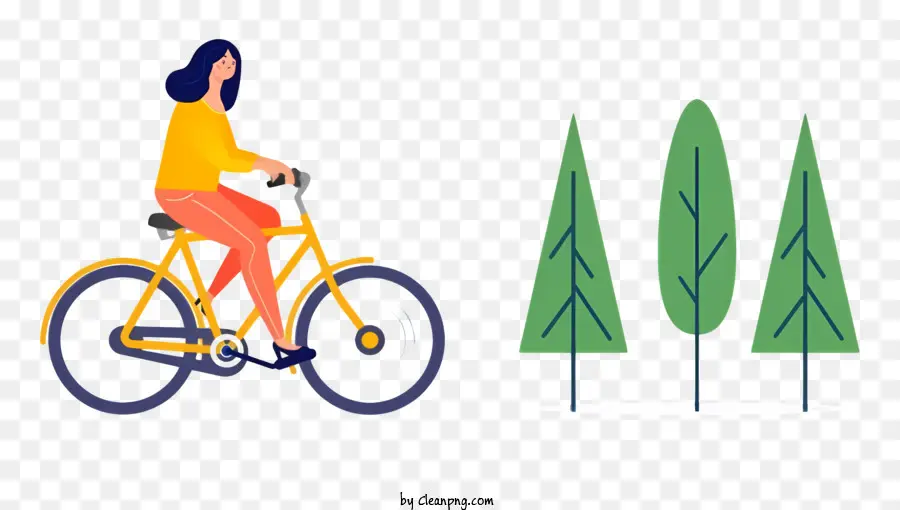 Fahrradfahrer Person fährt ein Fahrrad gelbes Hemd kurzes Haar - Person, die mit Bäumen mit dem Fahrrad fährt