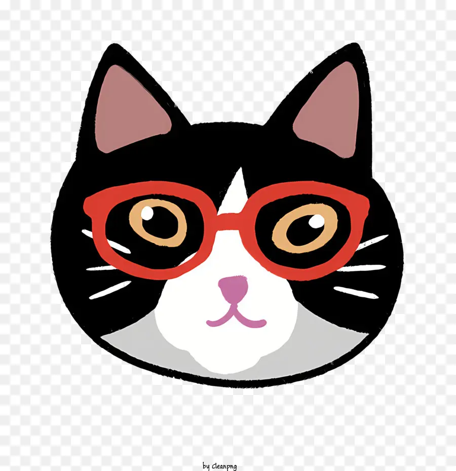 occhiali rossi con gatti cartoni animati Black Frames Eyes - Gatto che indossa occhiali rossi con cornici nere