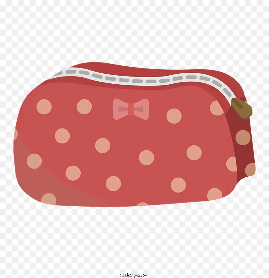 Cartoon Small Cosmetic Borse Red Borse Cosmetic Borse Polka Dot Design White Polka punti - Piccola borsa cosmetica rossa con pois bianchi, prua, cerniera; 
design minimalista, uso quotidiano