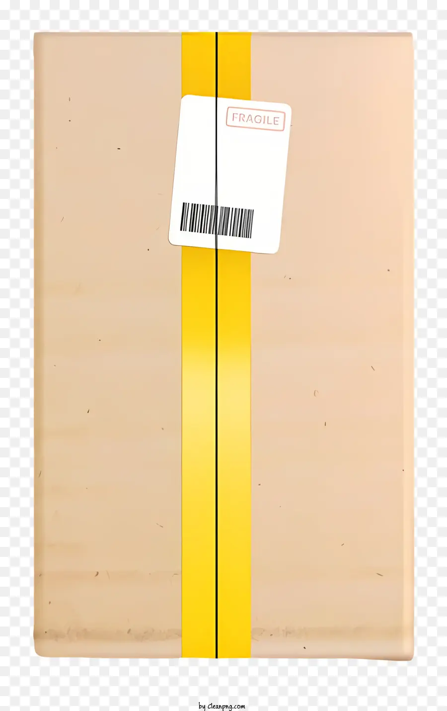 Karton - Gelbe Versandetikett an Brown Box angeschlossen