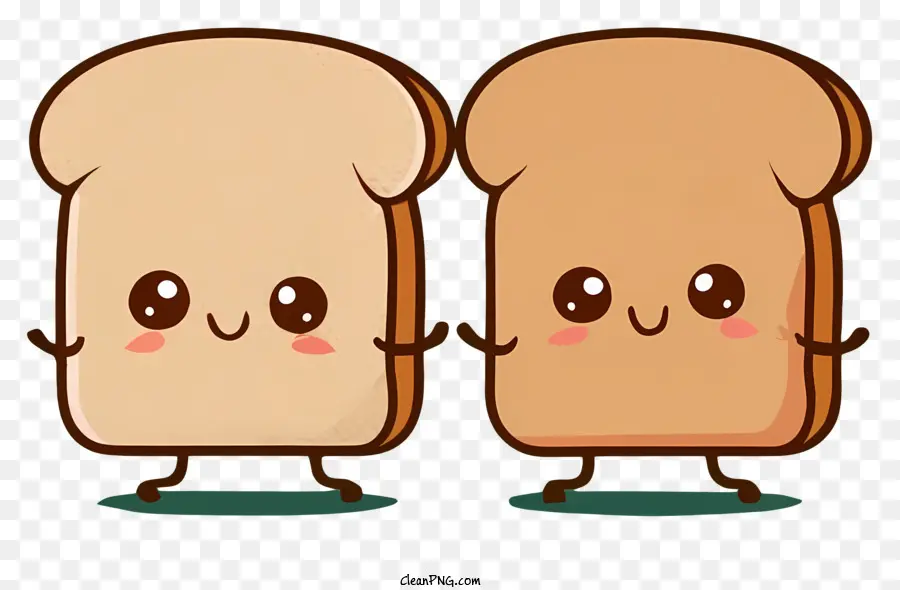 cartoon Herz - Brot mit Cartoon -Gesichtern und Herz lächeln