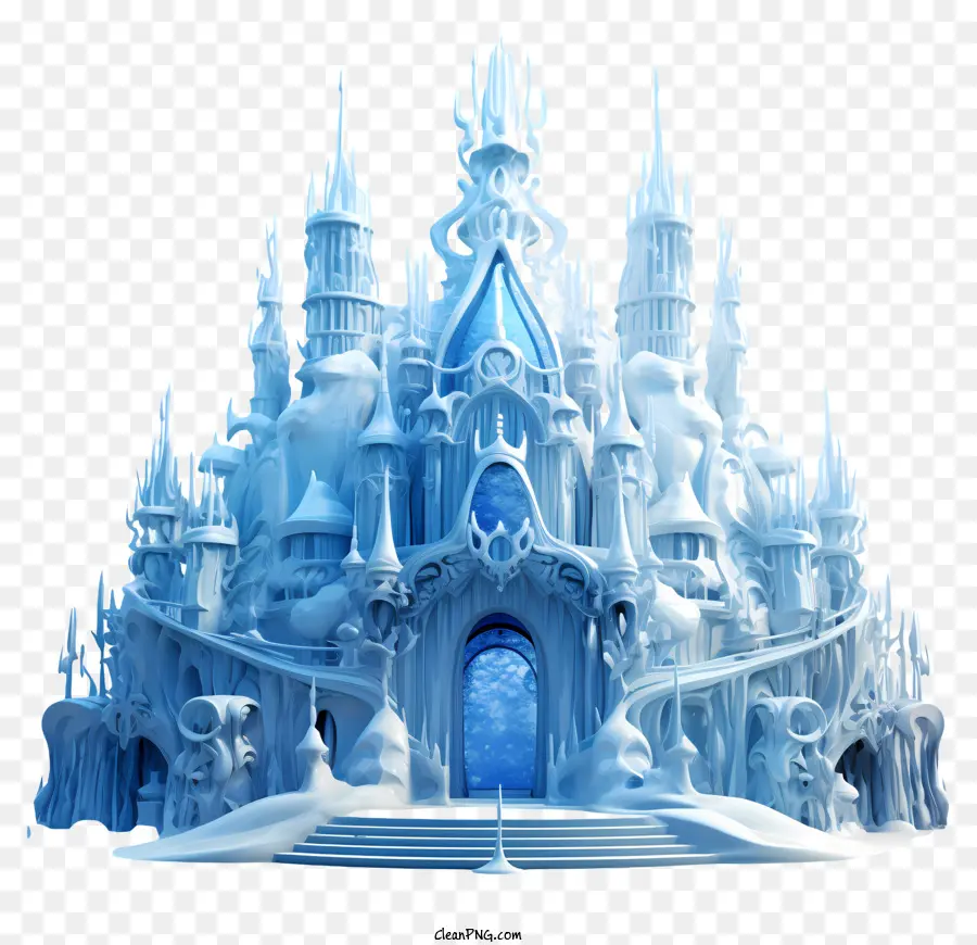 ice palace ice castle frozen landscape intricate architecture frozen lake