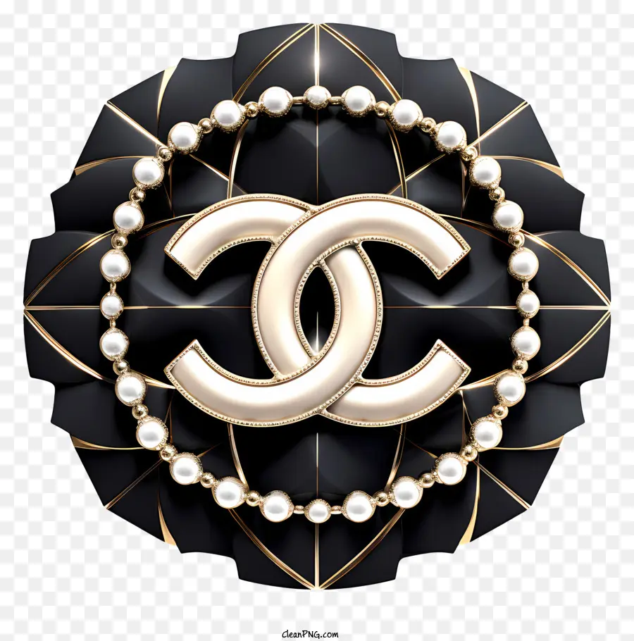 Chanel Logo - Luxuriöses Chanel -Logo mit Gold und Perlen