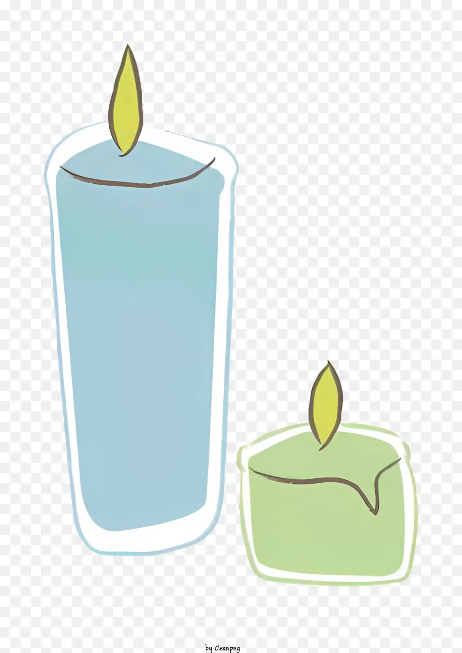 Cartoon Kerze Flamme Flackerner Tisch - Zwei zitierte Kerzen auf einer weißen Tischdecke