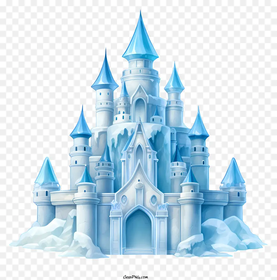 Palazzo del ghiaccio Castello di neve Castello di ghiaccio Winter Wonderland Snow and Ice - Castello di neve su Hill, paesaggio del paese delle meraviglie invernale