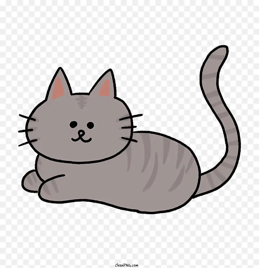 cartoon gray cat soft fur lean body muscular cat