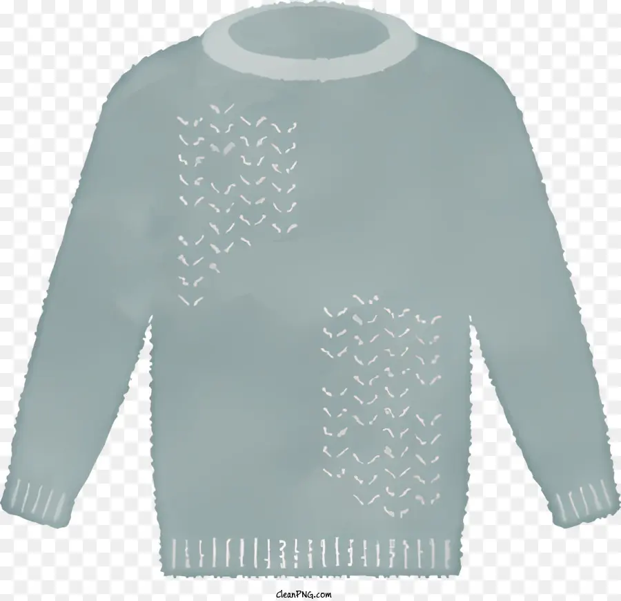 cartoon knit sweater round neckline long sleeves light blue color