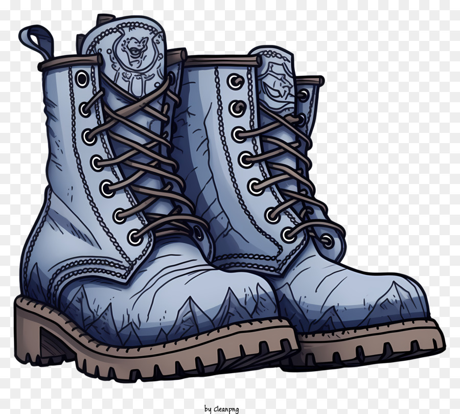 Doodle Winterstiefel Blaue Lederstiefel Outdoor -Arbeitsstiefel robuste Lederstiefel Wanderschuhe - Blaue Lederstiefel mit Schnürsenkel, abgenutzt und robust