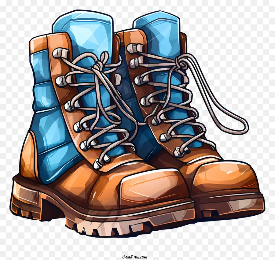Boots mùa đông Boots With Laces Brown Leather Leather Boots Blue Accent - Giày da màu nâu với điểm nhấn màu xanh và dây buộc