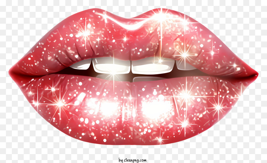 Skizze Weihnachten Glitzer Lippenrot Red Lip Glitter Lip Farkly Lip Reflective Lippe - Klares, gut definiertes Bild von roter glitzernder Lippe