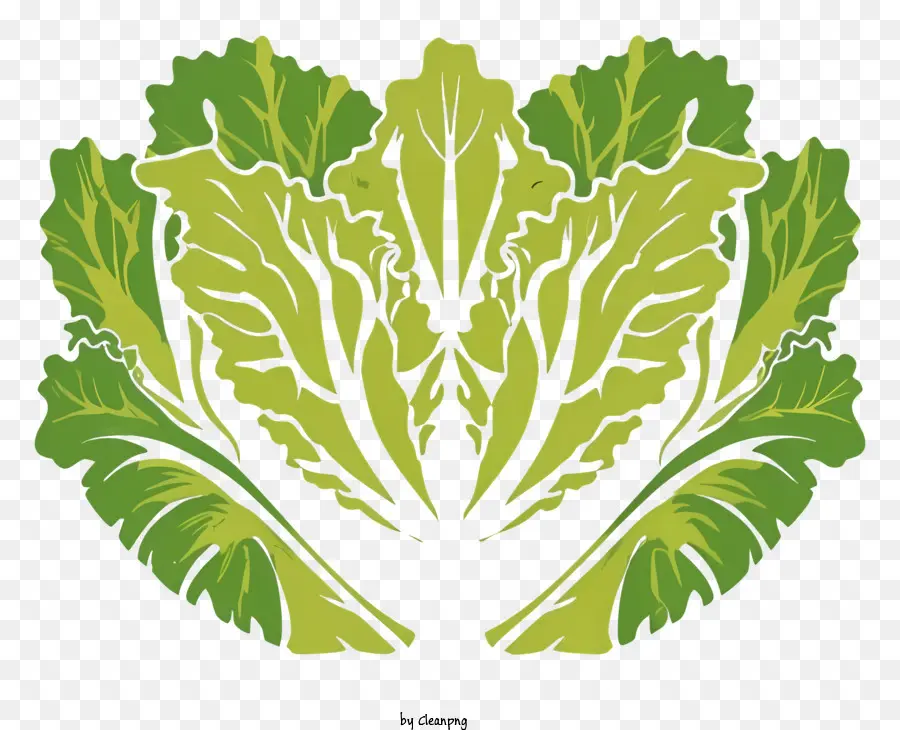 Cartoon Pflanzenblattgrünsgrüne Blätter kreisförmige Form - Kreisförmige grüne Pflanze mit Blättern und Stiel