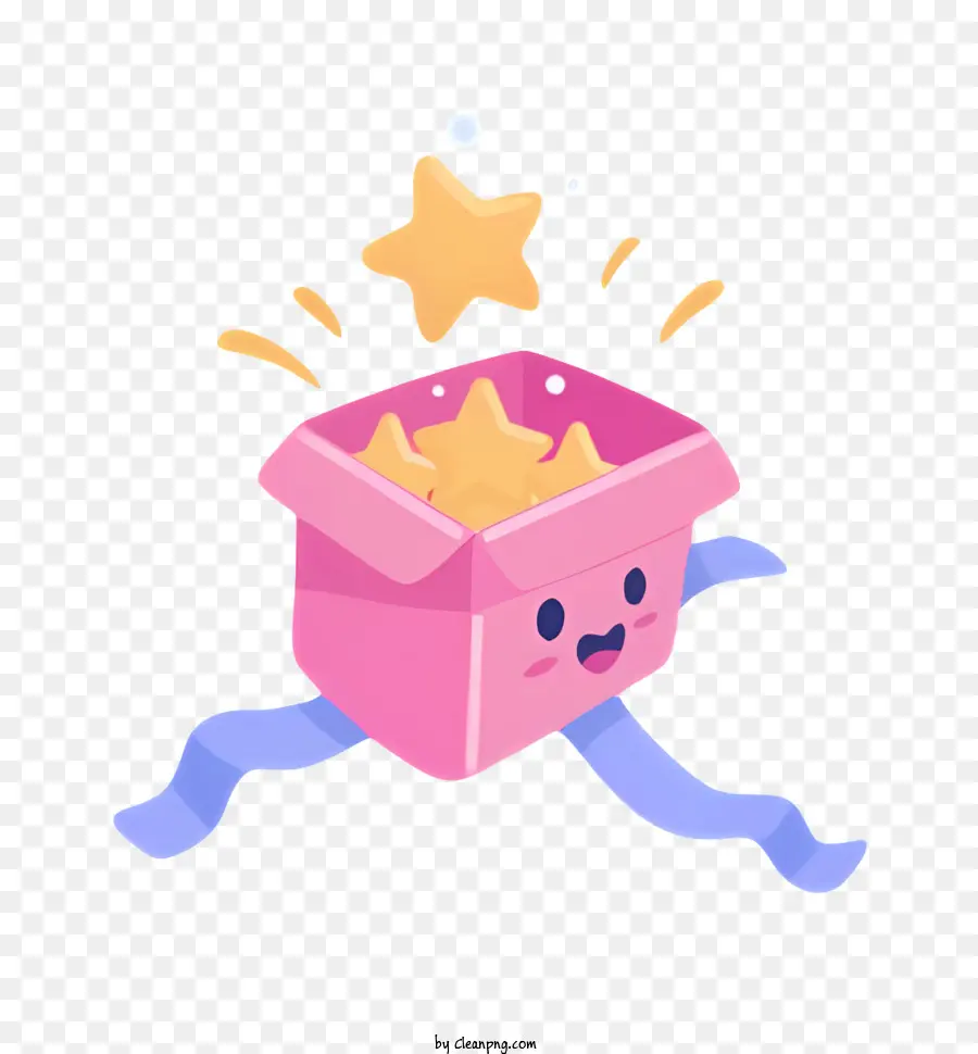 Cartoon Pink Box Star Überraschung Verspieltes Design süßes Geschenk - Pink Box mit Stern- und Bandüberraschung