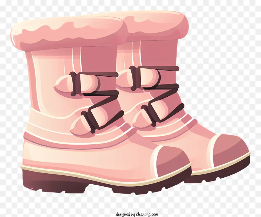 winter boots pink boots thick sole boots white outsole boots double zipper boots
