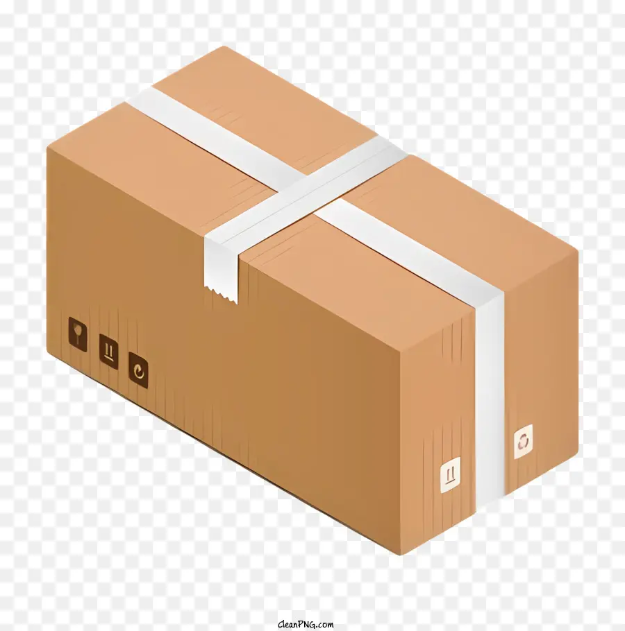 Karton - Leere braune Kartonbox mit weißem Klebeband