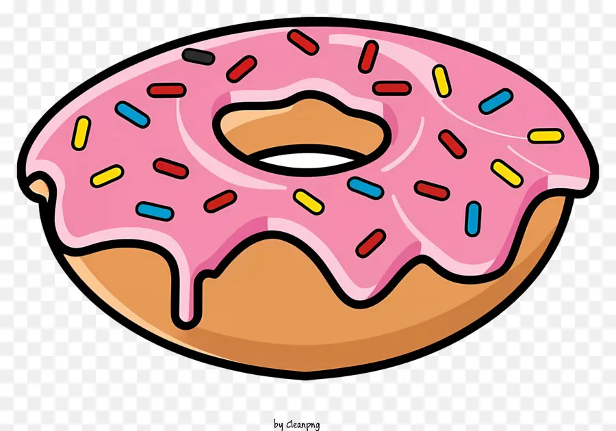 cartoon pink glazed doughnut rainbow sprinkles cartoon image sweet treat