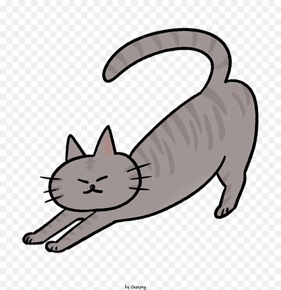 Cartoon Katze im keuchenden Ausdruck Schwarzkragen aufsteht - Ruhige und zufriedene Katze, die auf Hinterbeinen stehen