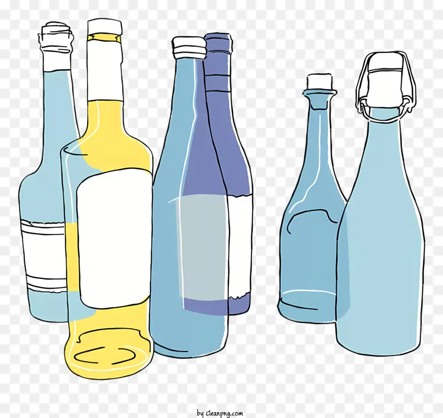 Bottiglie di vino da cartone animato bottiglie vuote Etichette bottiglia di vino bianco bottiglia - Bottiglie di vino vuote con etichette in linea