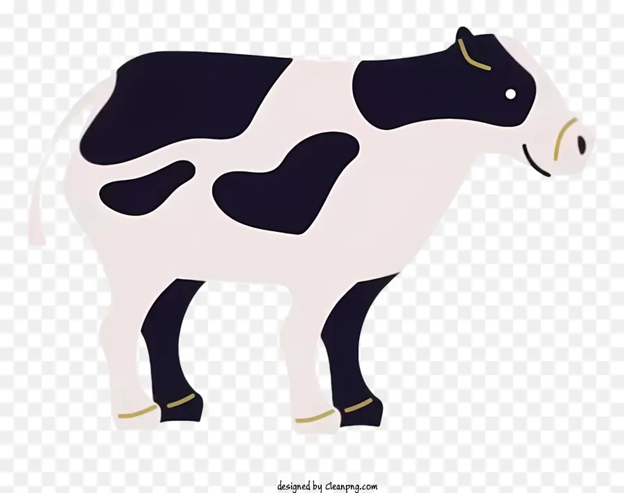 Cartoon Kuhschwarz -Weiß -Tier Vieh - Schwarze und weiße Kuh mit unverwechselbaren Markierungen