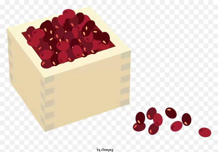 bacche rosse dei cartoni animati bacche mature raccolta fresca cassa in legno - Piccola cassa con bacche rosse, aspetto stagionato