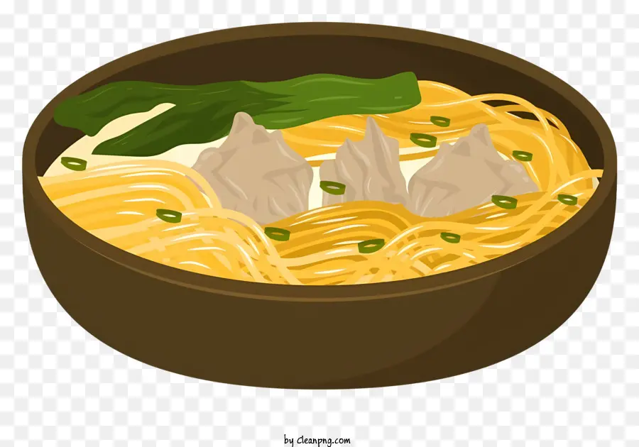 thai food noodles mushrooms green onions bowl