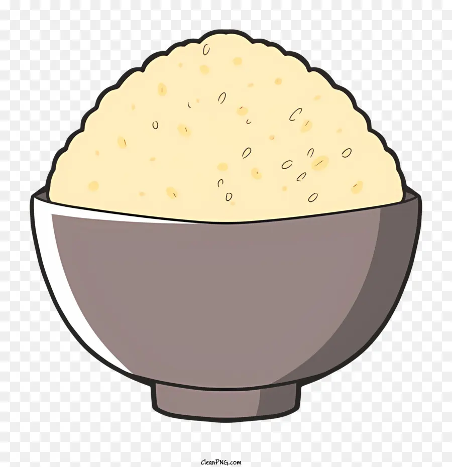 Cartoon gekochte Reis weiße Platte gelber Reis kleiner Menge Wasser - Gelber Reis mit Wasser in grauer Schüssel