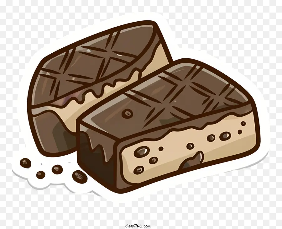 Cartoon Chocolate Ece Cream Kuchen Schlagsahne Dark Schokoladenschokolade Textur - Aufkleber mit Schokoladeneiskuchen mit Schlagsahne, schwarze Farbe, keine erkennbaren Muster oder Gegenstände