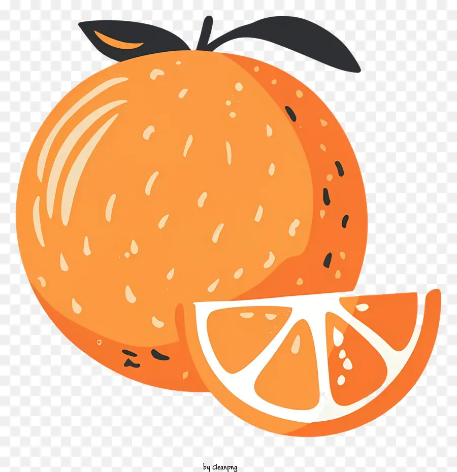 arancione - Immagine umoristica e in stile cartone animato di un'arancia a fette