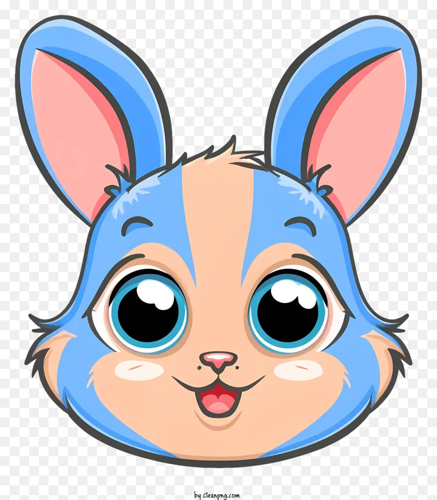 Phim hoạt hình dễ thương Bunny Big Eyes Long Mũi trang phục màu xanh - Chú thỏ dễ thương với đôi mắt to, tai và nụ cười