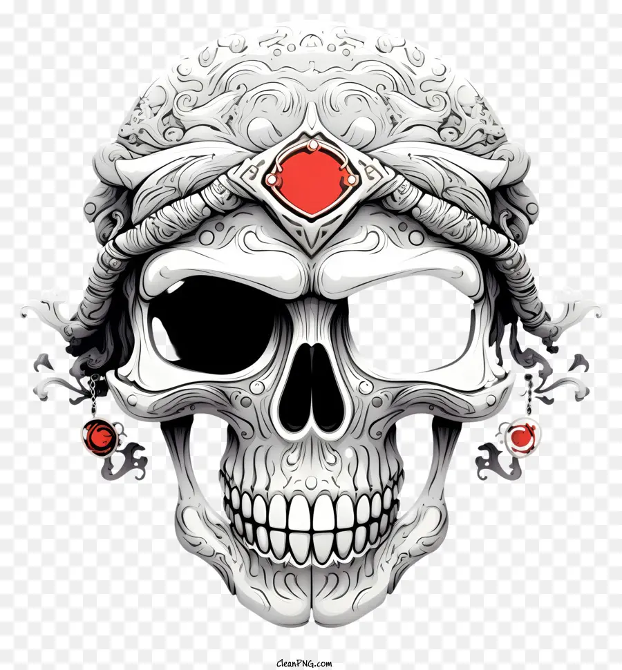 Cool cranio teschio gioielli rossi luce e oscurità splendente - Skull con gioielli luminosi in sfondo scuro