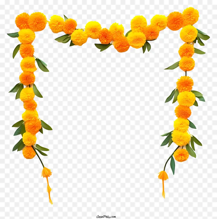 hoa sắp xếp - Carnation màu vàng và vòng hoa lá xanh trên màu đen
