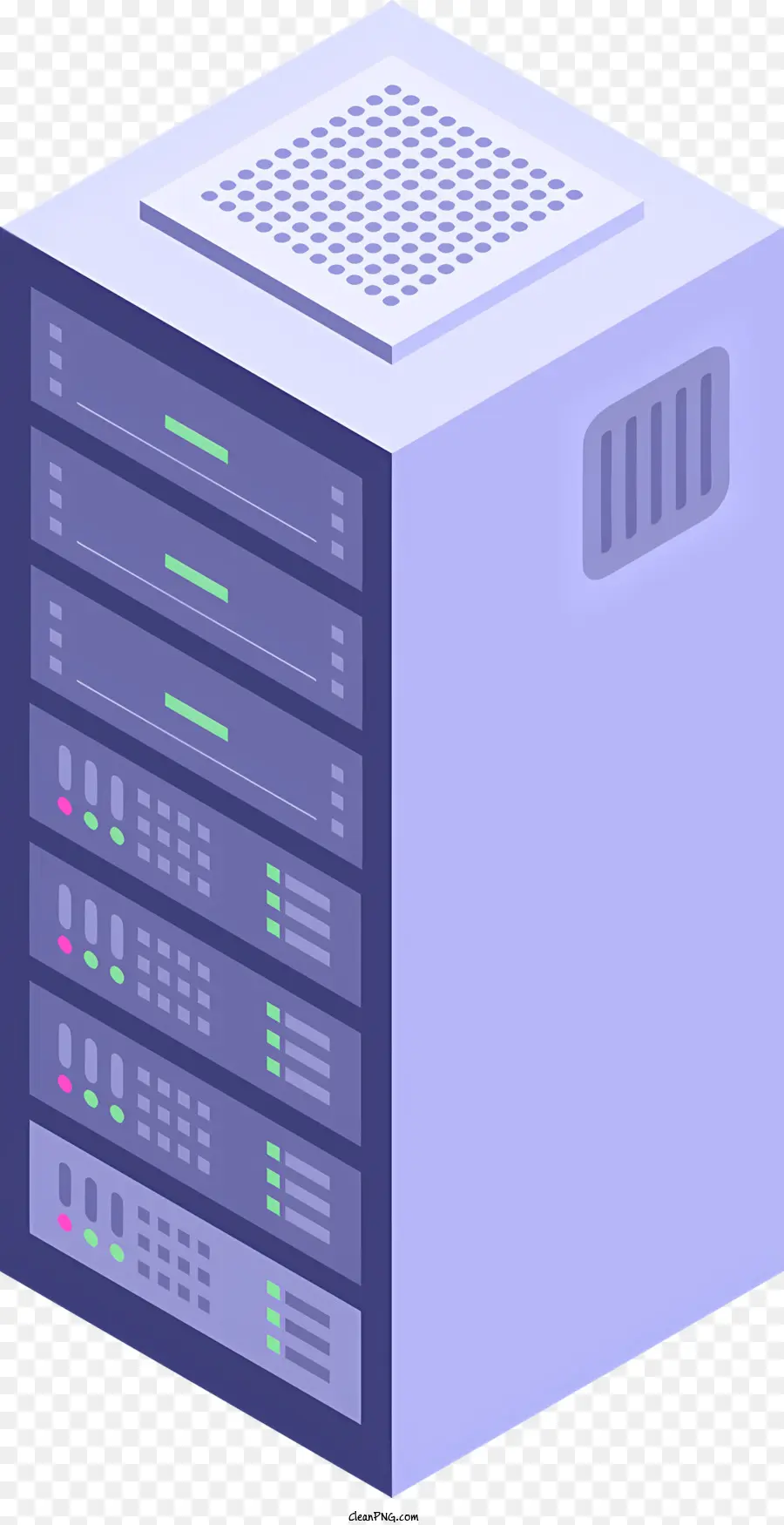 Cartoon Server Rack Server Kabel Metallregal - Drei Server auf Rack, die mit Kabeln verbunden sind