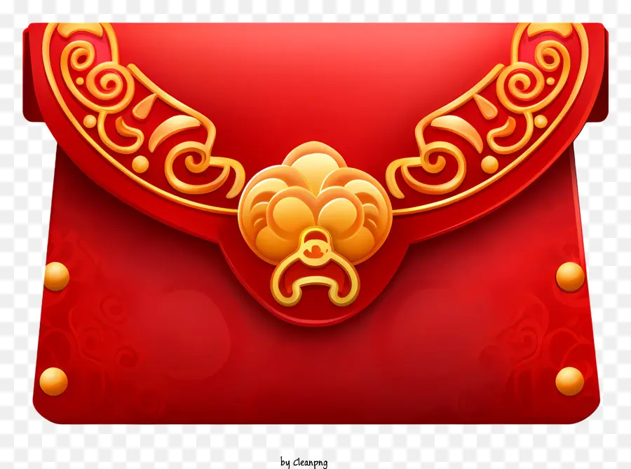 Chinesisches Neujahr - Rot, Seidenkupplungstasche mit goldenen Akzenten