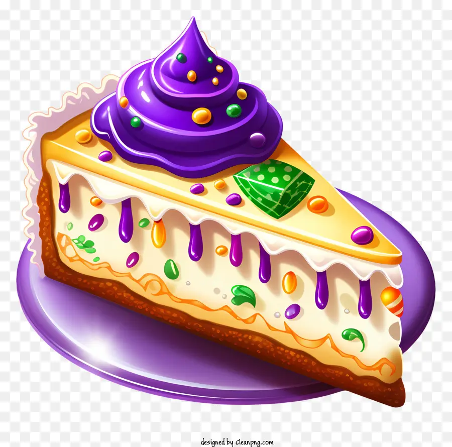 shrove tuesday mardi gras chocolate cake creamy frosting purple sprinkles