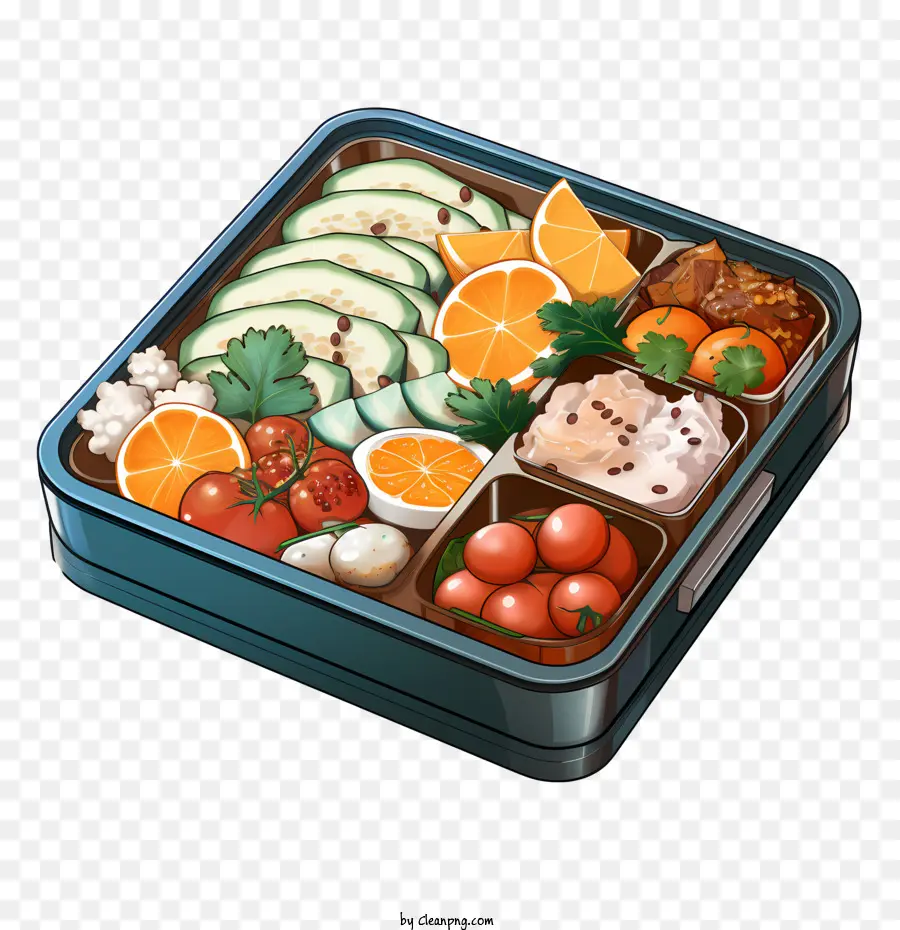 Bento Box Meal Metal Box Ingredients Vegetables - Immagine di alta qualità di un pasto diversificato in scatola di metallo