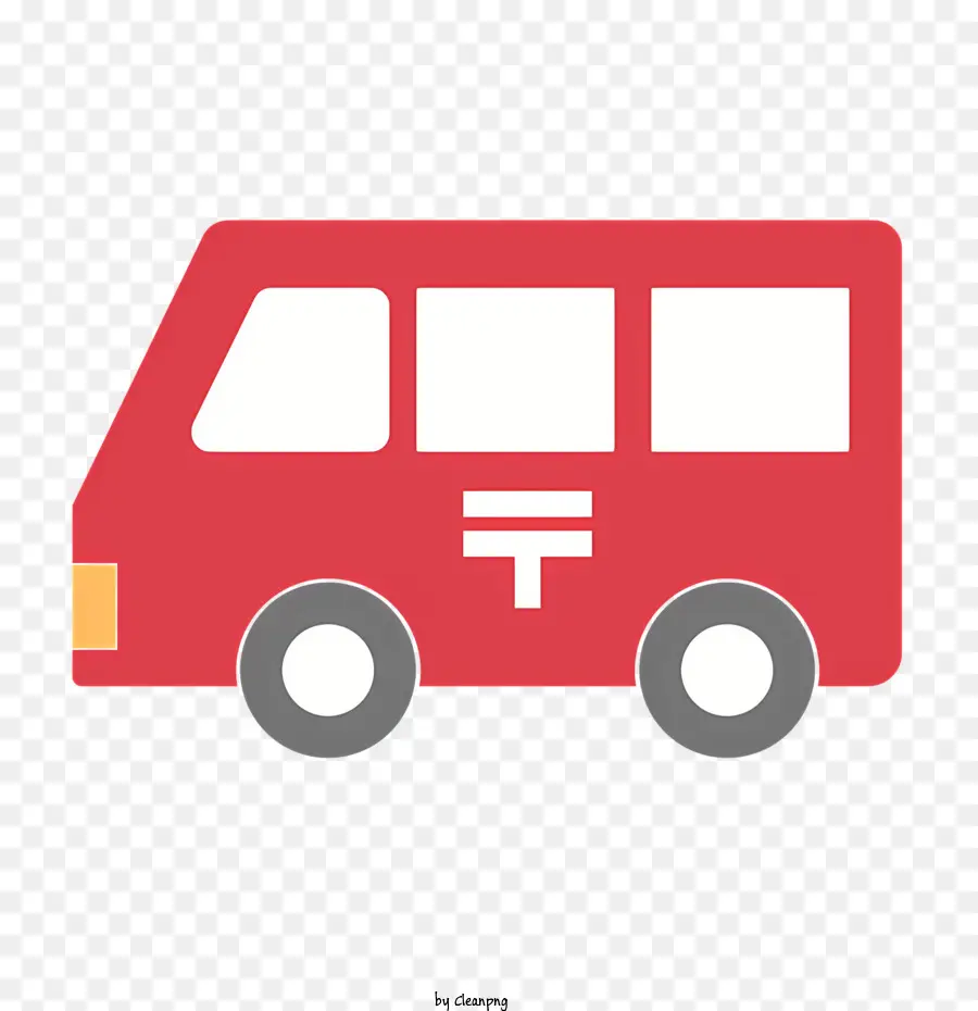 Cartoon Red Bus Passenger Transport Van Shuttle - Piccolo autobus rosso con segnaletica di 