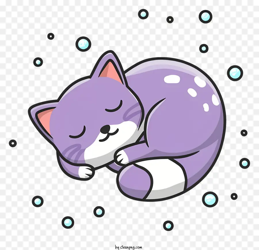 Schneeflocken - Lila Katze sammelt friedlich in schneebedeckte Szene