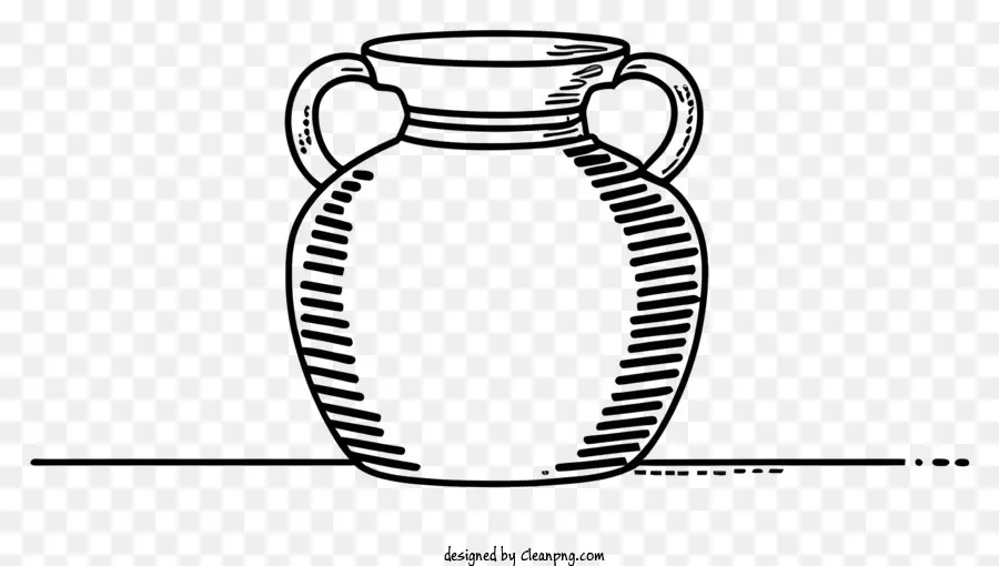 Cartoon Schwarz -Weiß -Zeichnung Vase Slender Neck Round Basis - Schwarz -Weiß -Zeichnung von zarte Vase