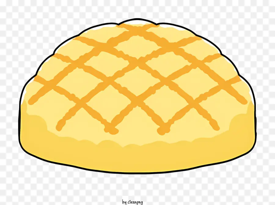 Cartoon gelber Kuchengittermuster runde Form abgeflachtes Basis - Gelber Kuchen mit Gittermuster und Zuckerguss