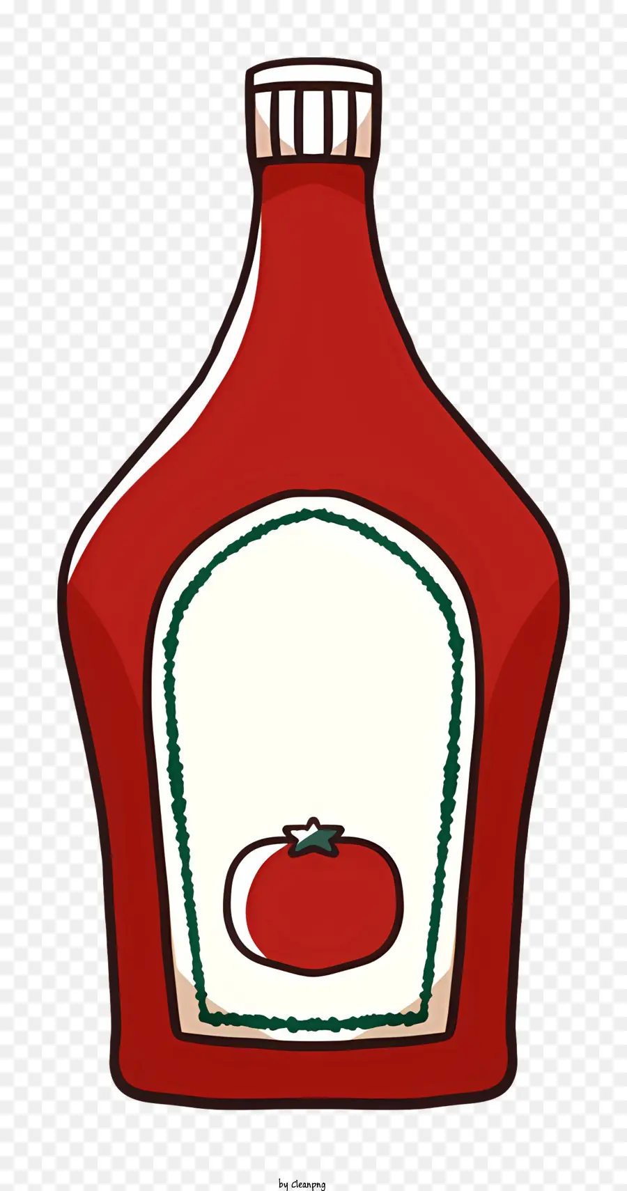 pomodoro - Bottiglia di ketchup rosso con grande decorazione di pomodoro