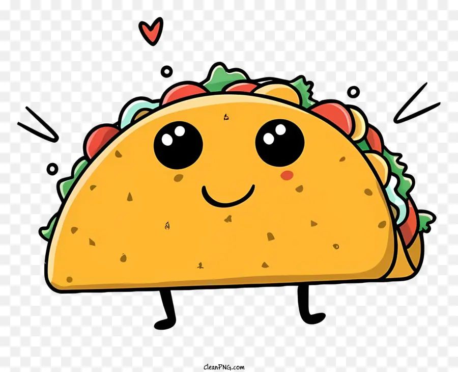 Cartoon da cartone animato Taco sorridente Taco Chef Taco Giallo Tortilla - Fumetto di taco sorridente con il cappello da chef