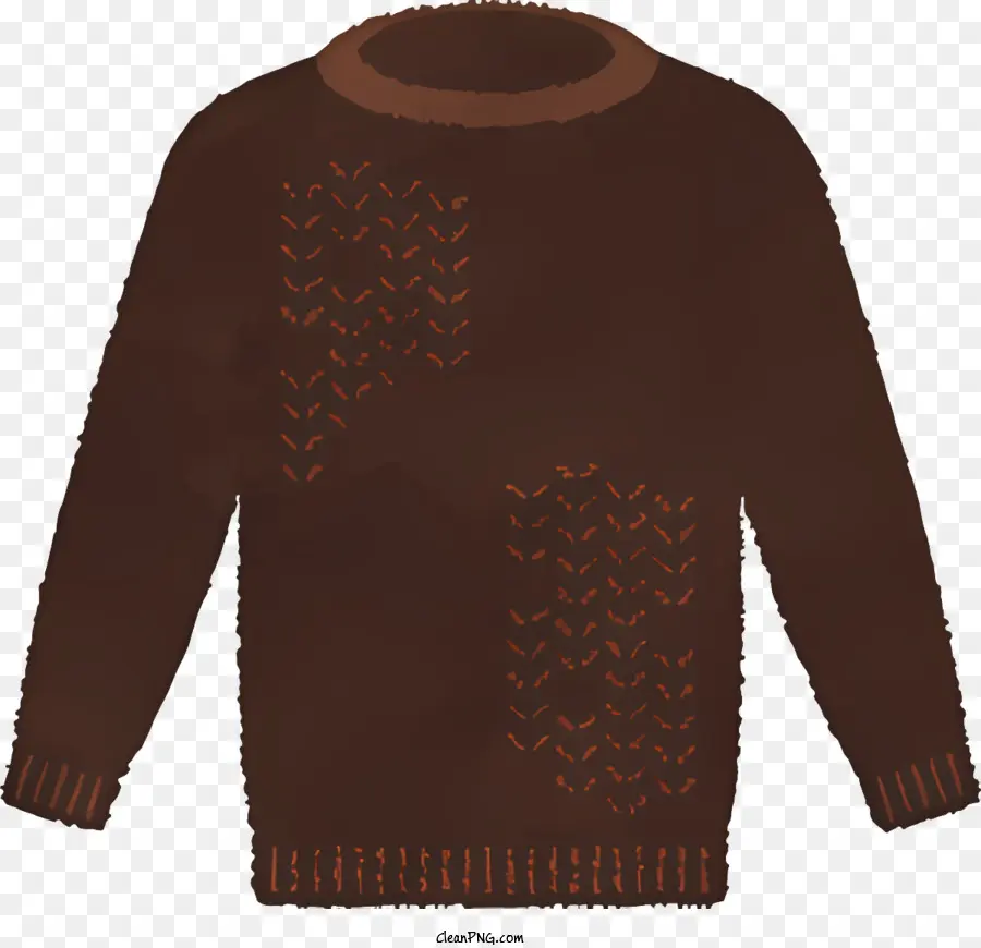 iCon brauner Pullover strukturierter Muster Pullover buttonloser Pullover Reißerloser Pullover - Brauner strukturierter Pullover mit angepassten Ärmeln, weiches Material