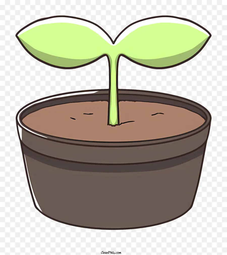 Cartoon Pflanzenwachstum kleine Pflanzen Topf Gartengrüne Blätter - Detailliertes Bild einer kleinen Pflanze im Topf