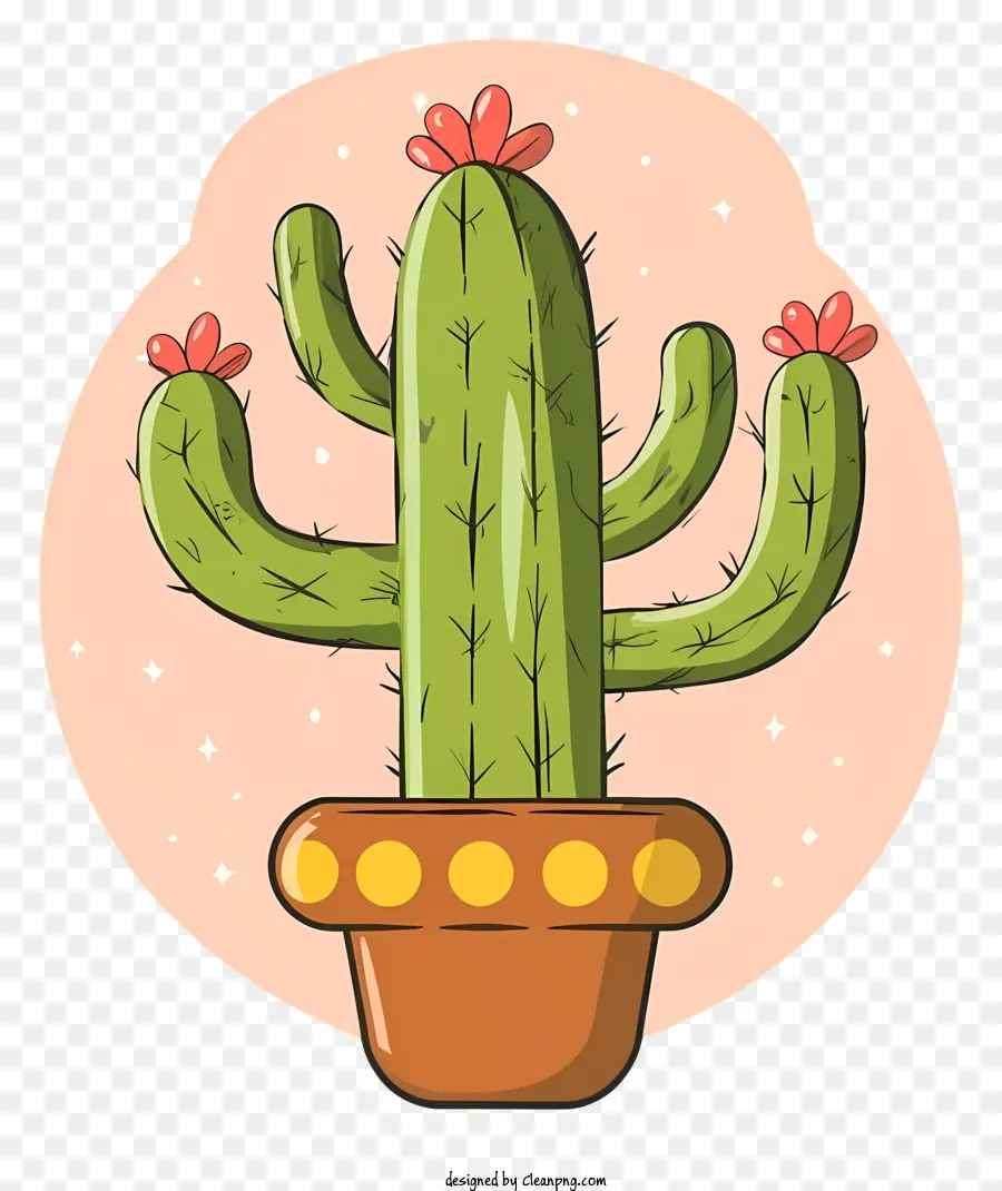 weißen hintergrund - Cartoon Kaktus mit roten Blüten im Topf