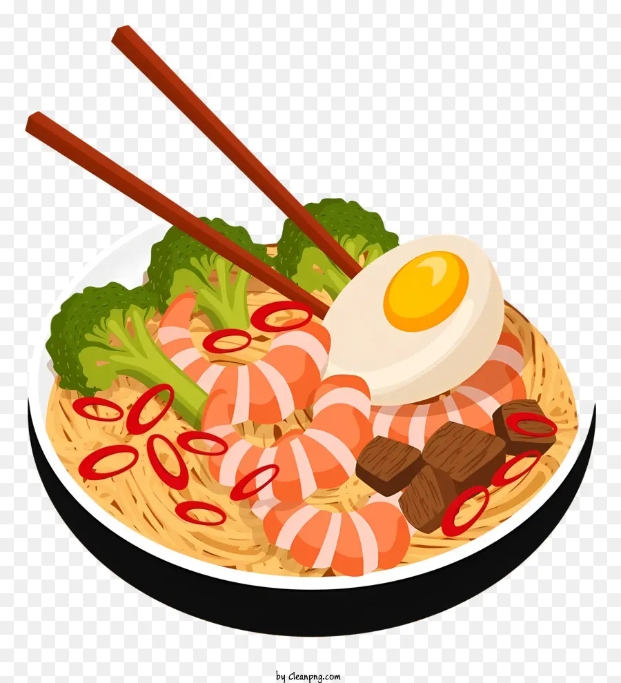 thai food noodles shrimp chicken vegetables