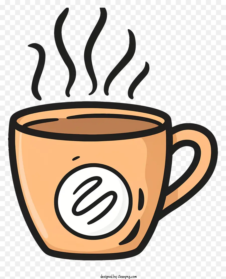 tazza di caffè - Coppa di caffè marrone con vapore, etichetta 
