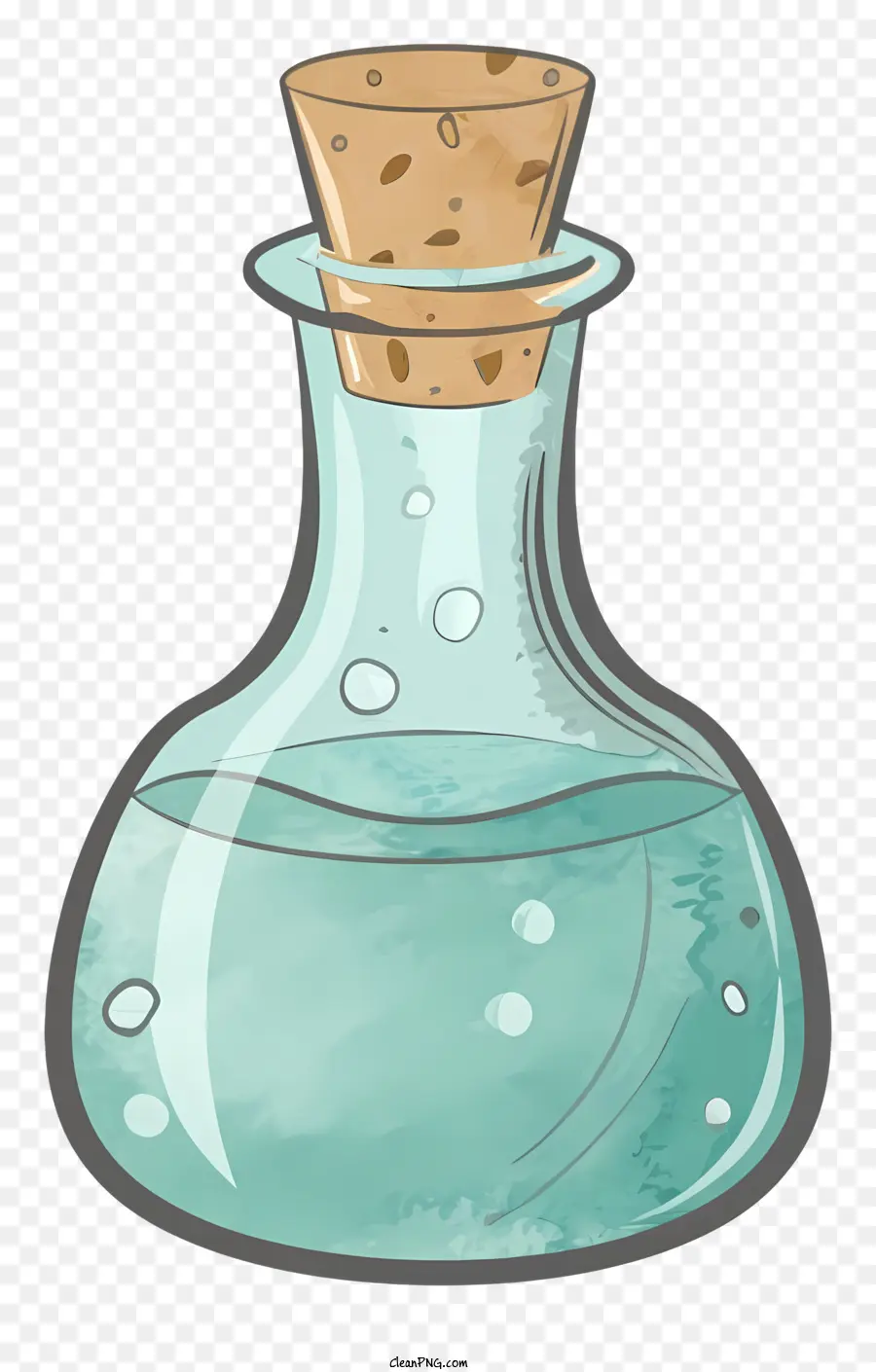 Cartoon Glasflasche Kork Stopper mit Wasser klares Wasser gefüllt - Klare Glaswasserflasche mit Kork Stopper