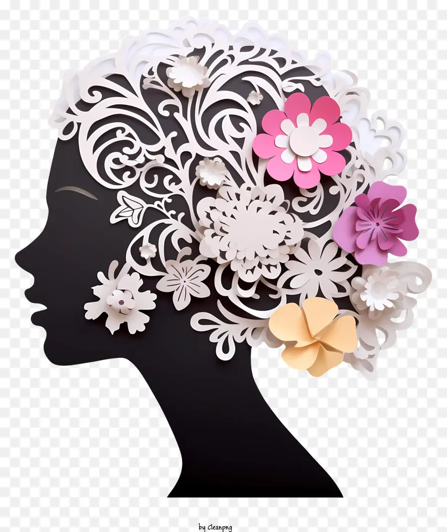 Blume Krone - Silhouette der Frau mit Blumenkronen -Illustration