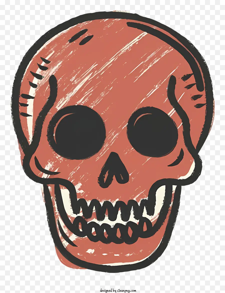 Cartoon cranio che sorridevano i denti del viso - Cranio sorridente in stile graffito con toni rossi