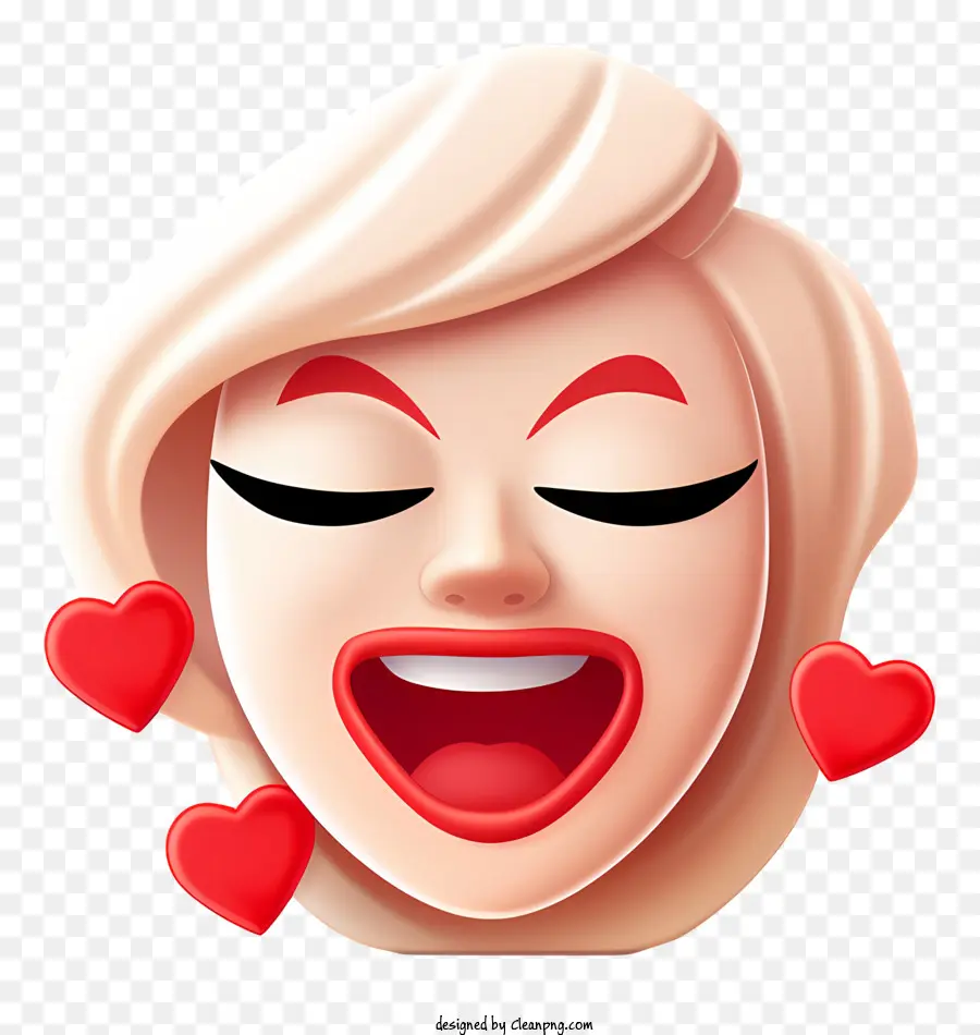 Per la giornata della donna - Immagine: donna con espressione allegra, circondata da cuori rossi. 
Rappresenta amore, gioia e felicità. 
Adatto per il design delle app emotive